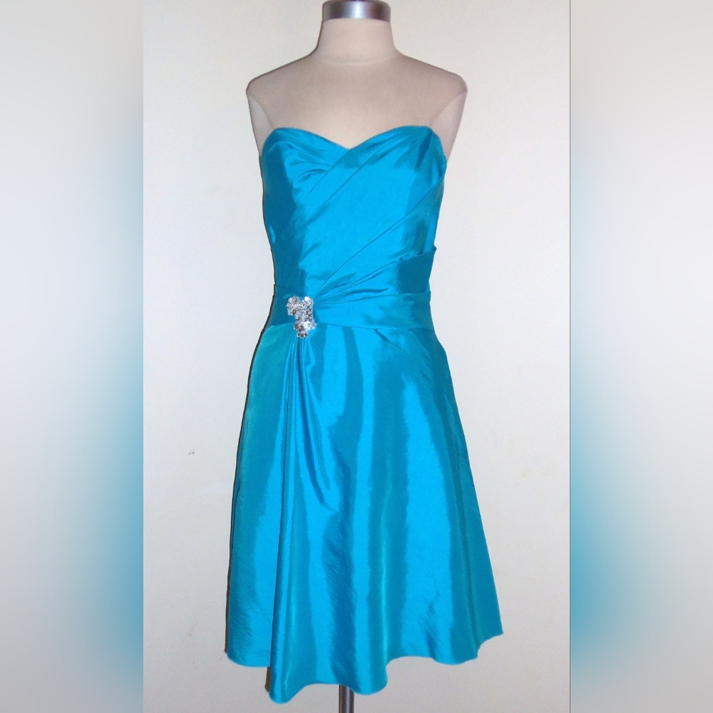 Strapless Teal Cocktail Dress Size S